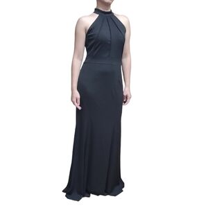 Black Halter Mock Neck Formal Maxi Dress Evening Gown Size M